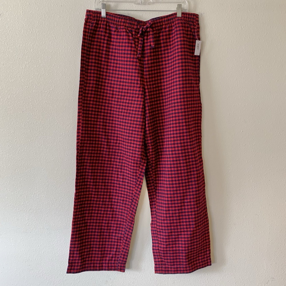 NEW Gap Body Womens Cotton Flannel Pajama Pants Red Blue Check Loungewear Large